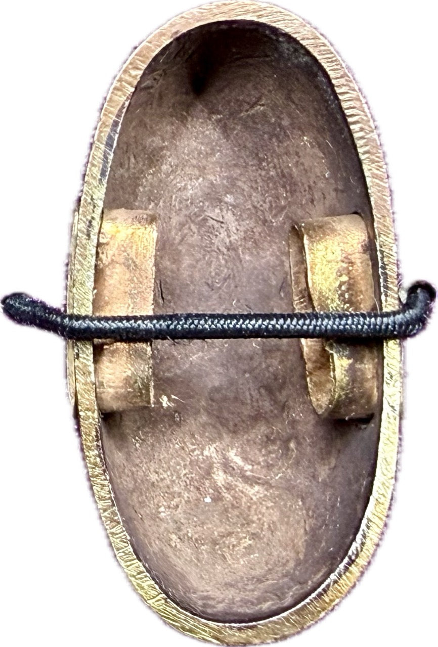 Fuchi Kashira Set, Shakudo, Waves (Antique) w/ Kiri-bako (桐箱)