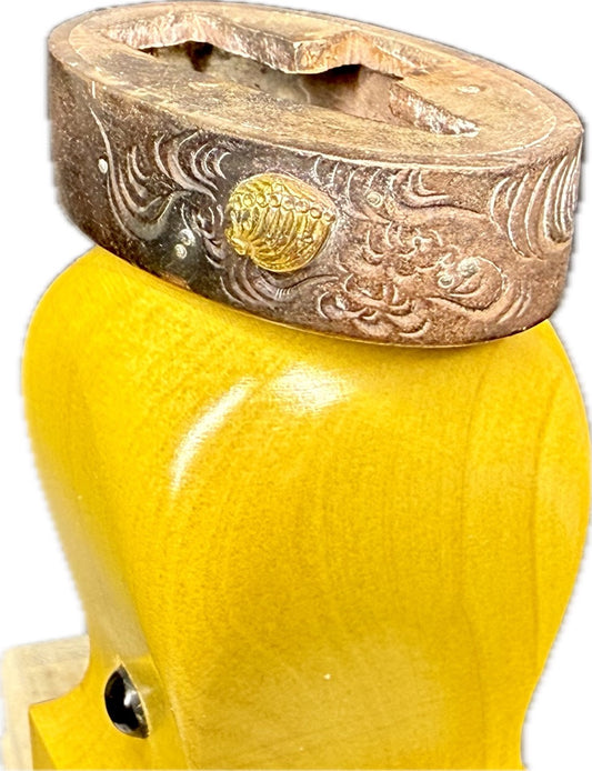 Fuchi, Shakudo, Seashells, 37.9mm x 21.5mm, 7.6mm Nakago-ana (Antique)