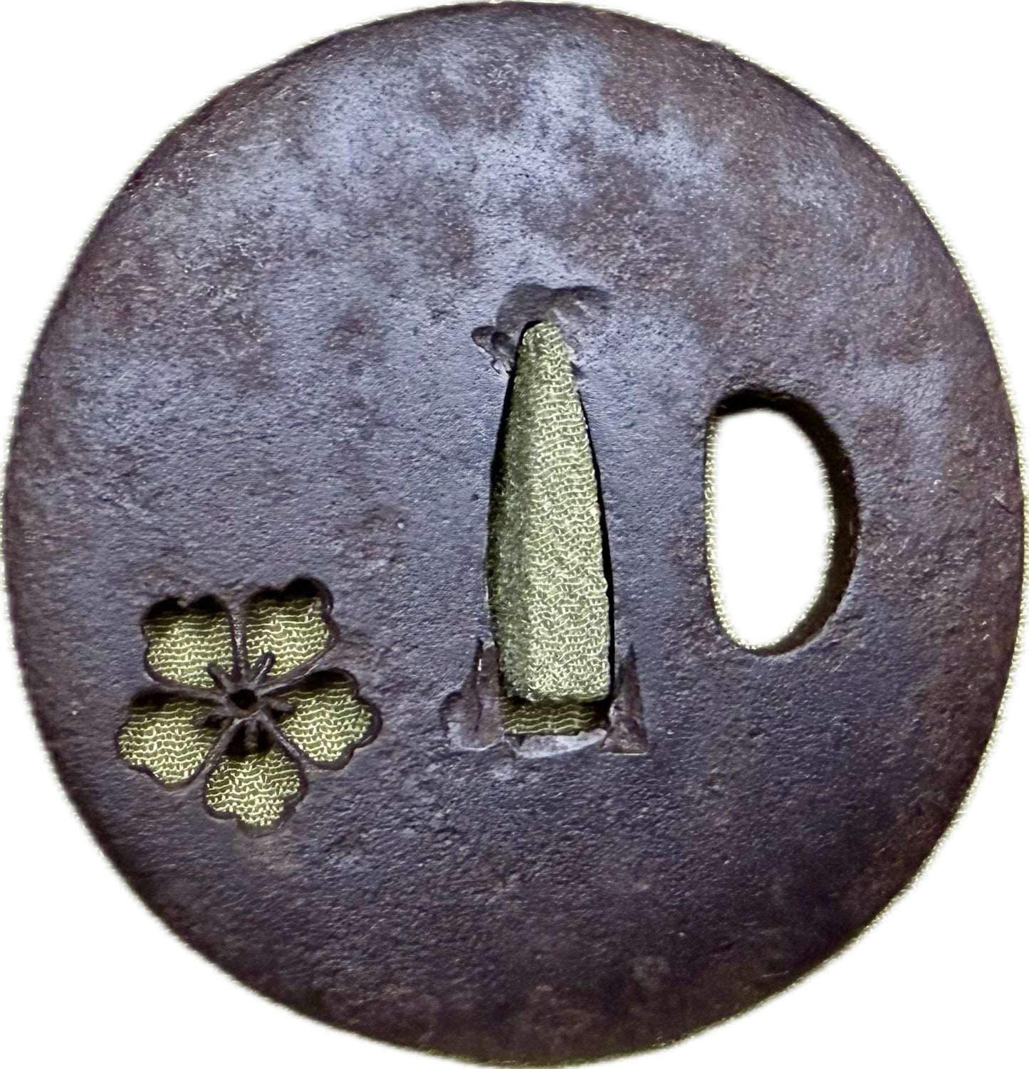 Tsuba, Iron, Sukashi, Maru Gata, 71.6mm x 72.8mm x 7mm (Antique)