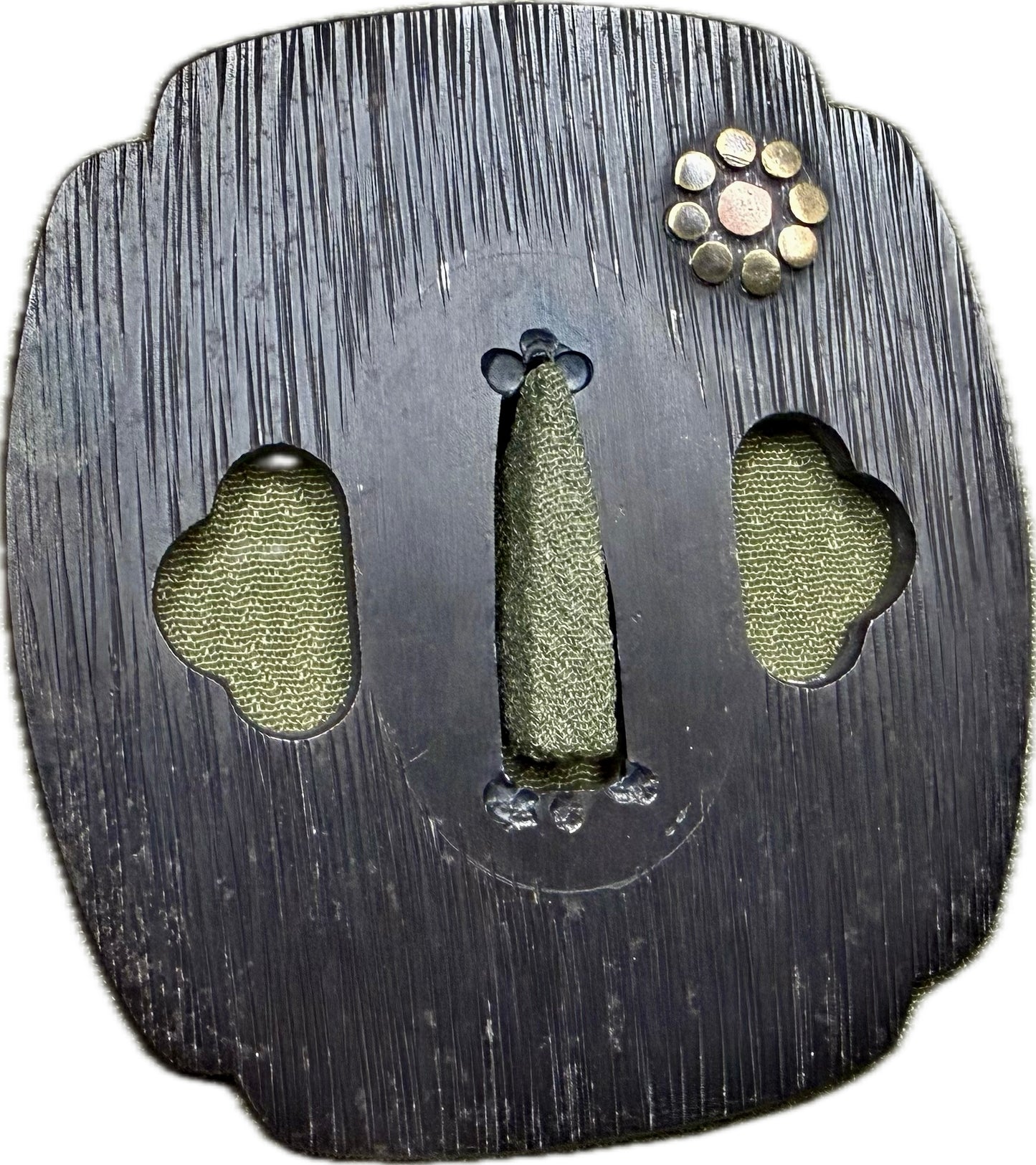 Tsuba, Steel, Mokko Gata, 68.3mm x 75mm x 7.3mm (Reproduction)